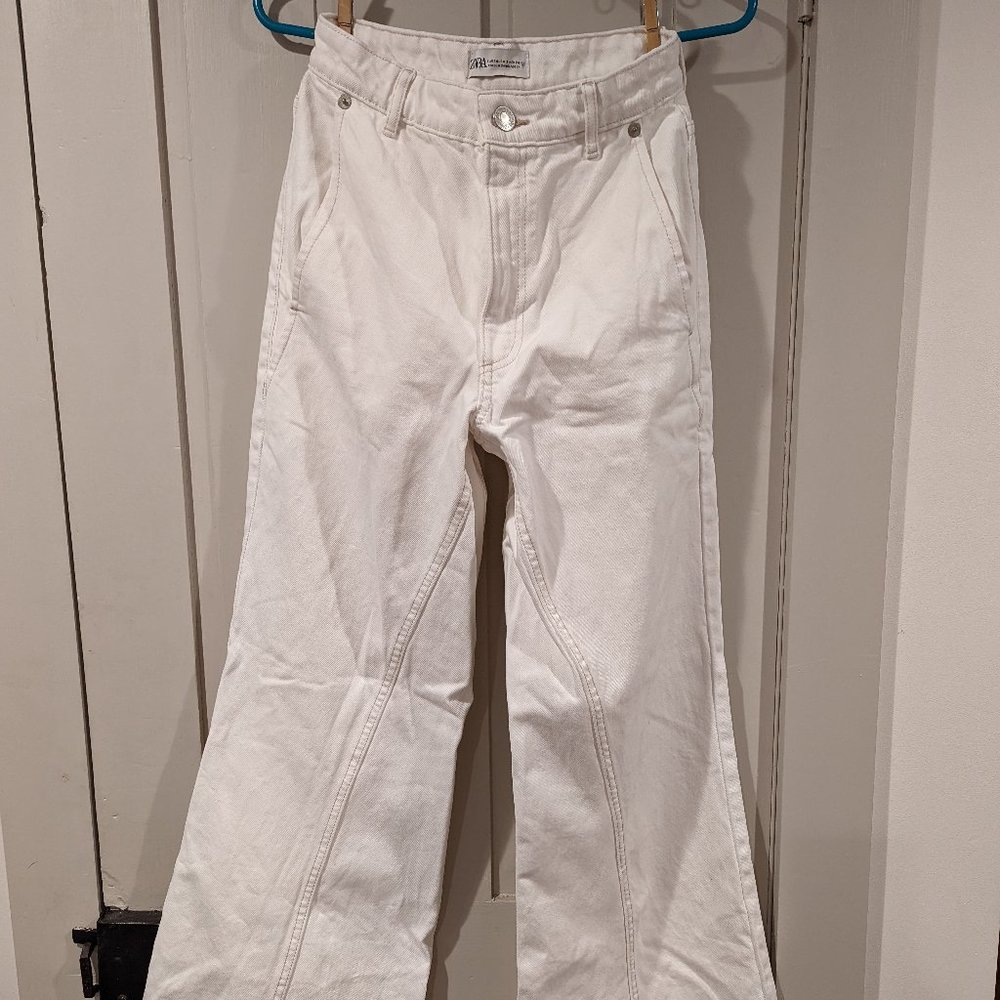 Zara White Denim Flare